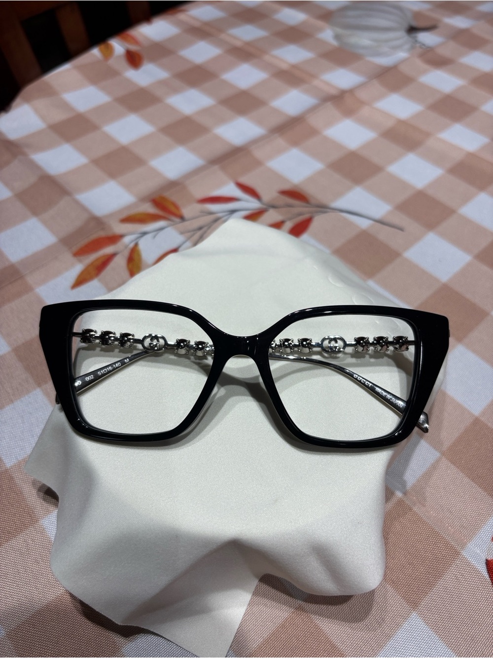 Gucci Black Square Women's Glasses with Swarovski crystal temples. Model 1969O